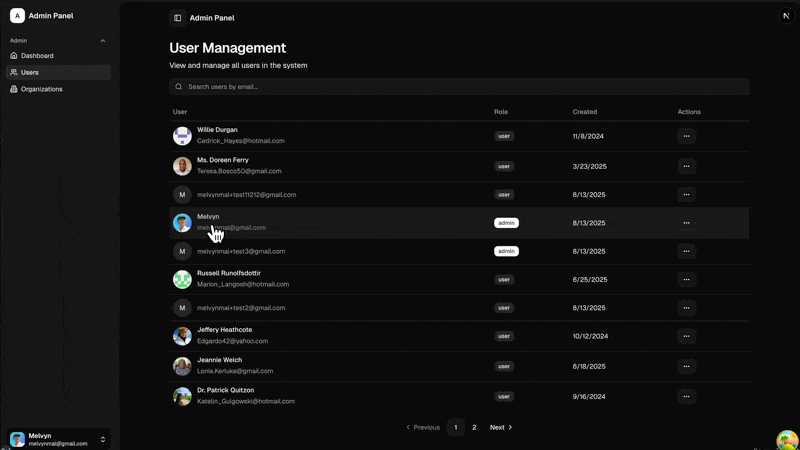 tableau de bord admin
